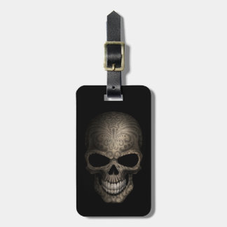 Verzierter dunkler Schädel Gepäckanhänger