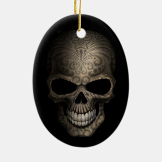 Verzierter dunkler Schädel Keramikornament
