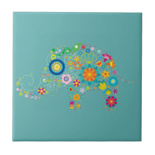 Verzierter Elefant Fliese