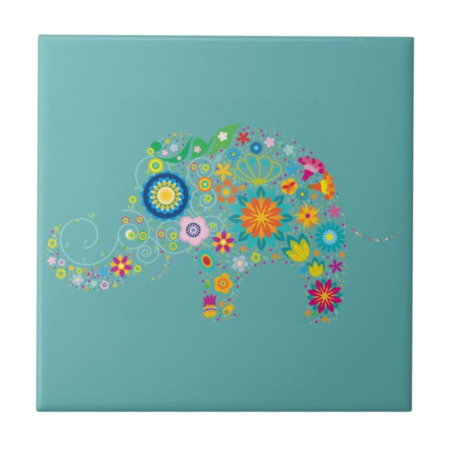 Verzierter Elefant Fliese (Vorderseite)