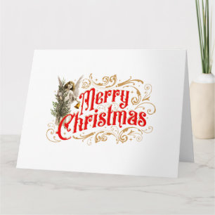 Verzierter Engel-Frohe Weihnachten-Retro Karte
