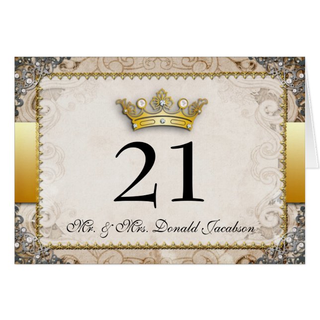 Verzierter Fairytale-Wedding Tischnummer-Karte (Vorderseite (Horizontal))