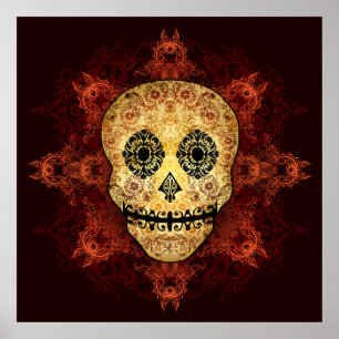 Verzierter Flammenzuckerkulturdruck Poster