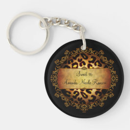 Verzierter Girly Leopard-Druck-Schlüsselkette des Schlüsselanhänger