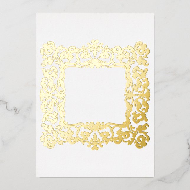 Verzierter goldener Barockrahmen Folieneinladung (Vorderseite)