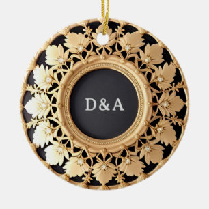 Verzierter goldener kreisförmiger Zierrahmen Keramik Ornament
