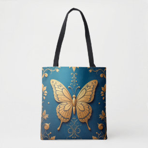 Verzierter Goldener Schmetterling mit Blumenmuster Tasche