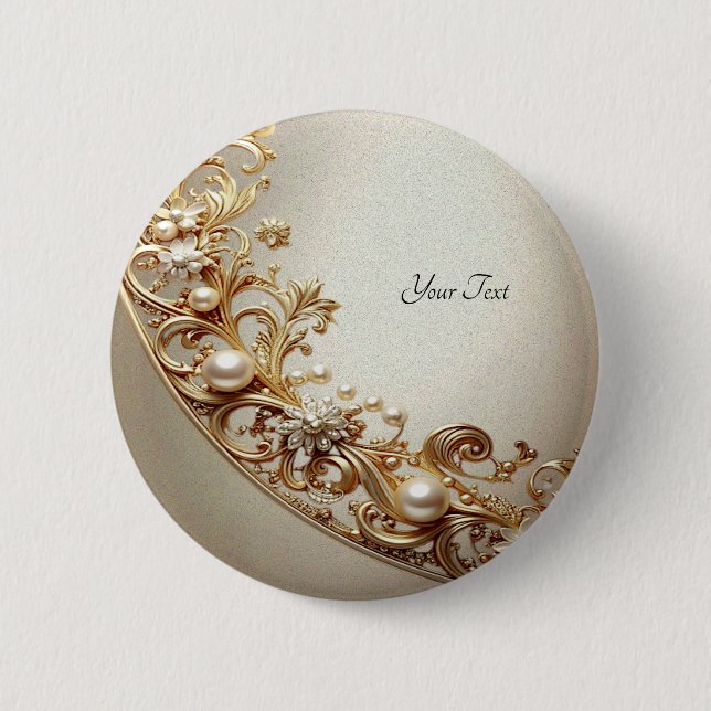 Verzierter goldener Schwung-Button Button (Vorderseite)