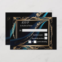 Verzierter Goldrahmen aquamarin-blaue Hochzeit