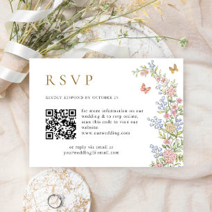 Verzierter Grace Pastel Blush Floral QR Code Hochz RSVP Karte