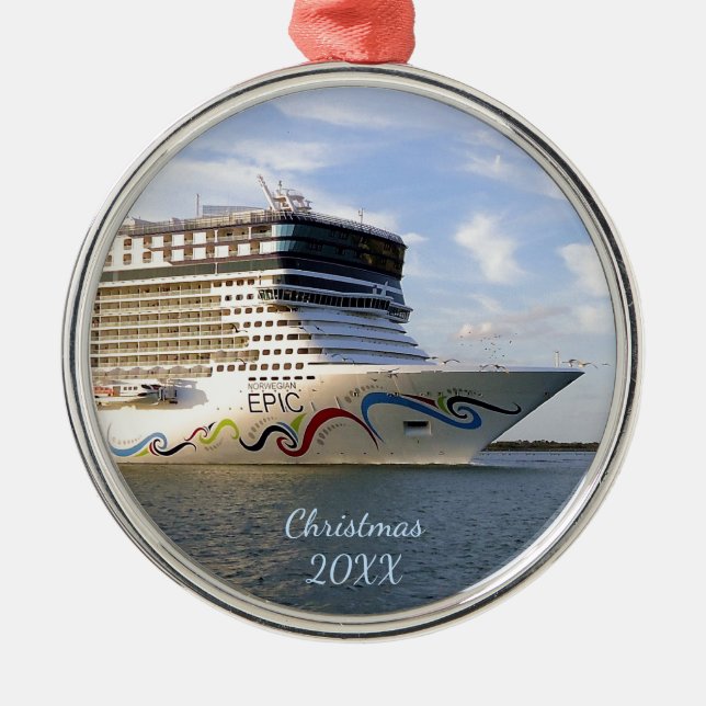 Verzierter Kreuzschiff-Bogen datiert Silbernes Ornament (Vorne)