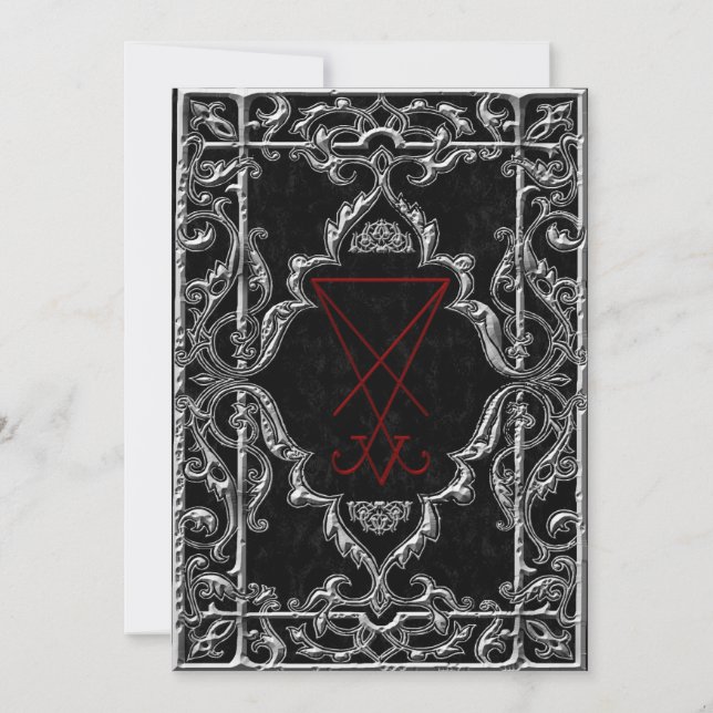 Verzierter Luciferian Occult Goth Wedding Einladun Einladung (Rückseite)