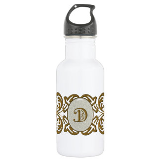 Verzierter Monogramm-Buchstabe D Edelstahlflasche