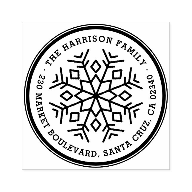 Verzierter Name und Rücksendeadresse der Snowflake Gummistempel (Prägung)
