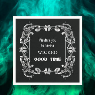 Verzierter schwarzer Halloween-Rand Serviette
