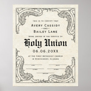 Verzierter Scroll Border Rahmen in einem Hochzeits Poster
