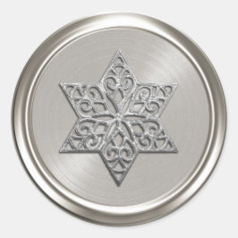 Verzierter Silberstar von David Umschlag Aufkleber