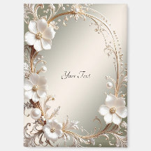 Verzierter Weißer Blumenrahmen Magnet