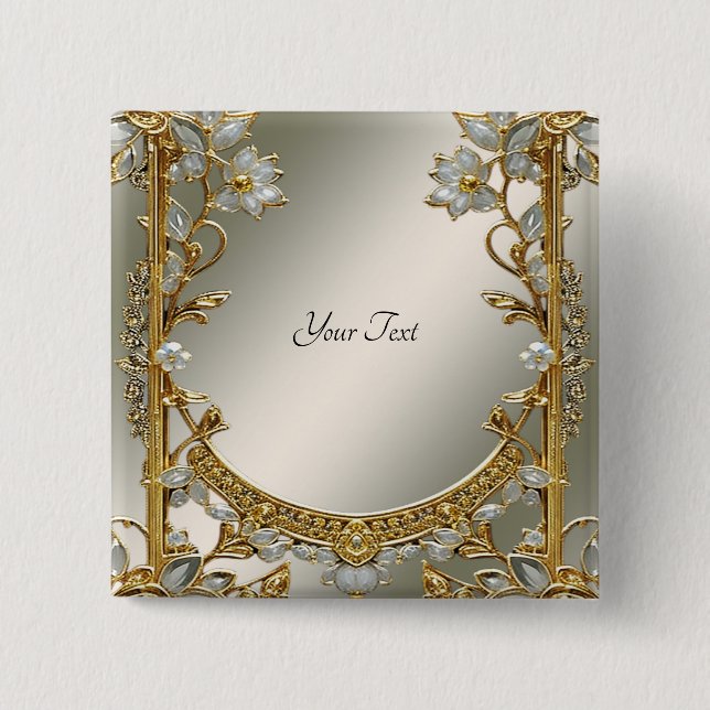 Verzierter weißer Florknopf Button (Vorderseite)