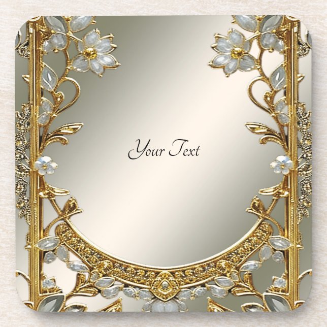 Verzierter weißer Untersetzer aus Hartplastik (Vorderseite)