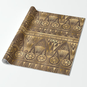 Verziertes ägyptisches Blumenmuster und geometrisc Geschenkpapier