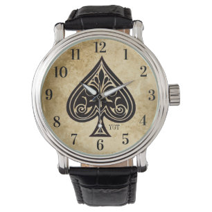 Verziertes Ass des Bildbilds für Männer Armbanduhr