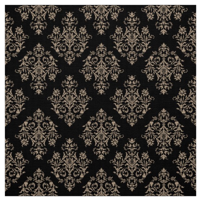 Verziertes Barockschwarzes Damasmuster Stoff (Muster)