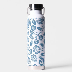 Verziertes blau-weißes Blumenrankenmuster Trinkflasche