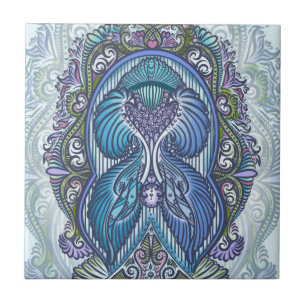 Verziertes Blue & Aquamarin Mandala Design Fliese