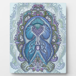 Verziertes Blue & Aquamarin Mandala Design Fotoplatte