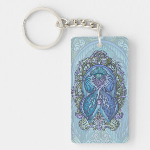 Verziertes Blue & Aquamarin Mandala Design Schlüsselanhänger