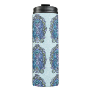 Verziertes Blue & Aquamarin Mandala Design Thermosbecher