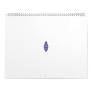 Verziertes Blumendesign und Paisley in Blautönen Kalender
