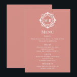Verziertes Blumenmenü für Monogramm-Rose Menükarte<br><div class="desc">Verzierte Blumenmonogramm-Hochzeitkarten Gold Custom Menu Cards mit Ihren personalisierten Monogramm-Initialen in eleganter Schrifttyp,  umgeben von einem Zierrahmen mit Blumenmuster. Perfekte Luxus-Menüs für Hochzeiten,  Verlobungen,  Jubiläen,  Geburtstage,  Cocktail-Party,  Party,  Weihnachten,  Feiern,  Firmenfeiern und geschäftliche Kreationen. Erstellt von Evco Studio www.zazzle.com/store/evcostudio</div>