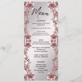 Verziertes Blumenmenü in Rosa Menükarte