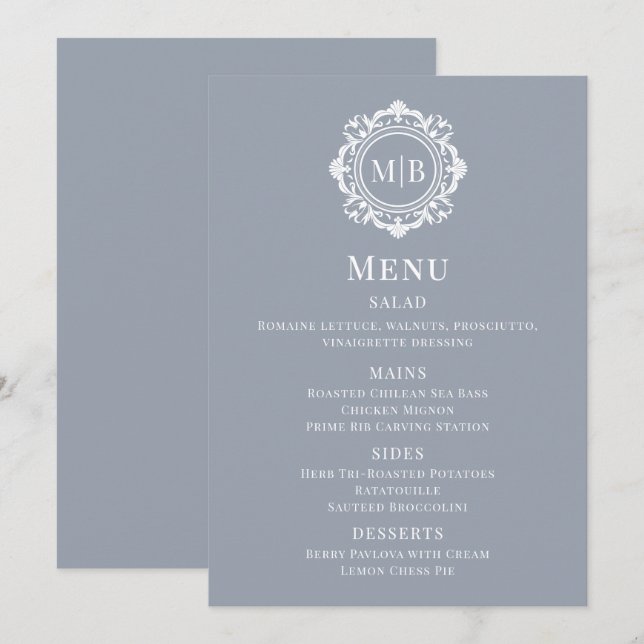 Verziertes Blumenmenü Menükarte (Vorne/Hinten)