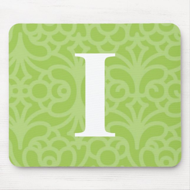 Verziertes Blumenmonogramm - Buchstabe I Mousepad (Vorne)