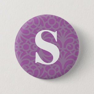 Verziertes Blumenmonogramm - Buchstabe S Button