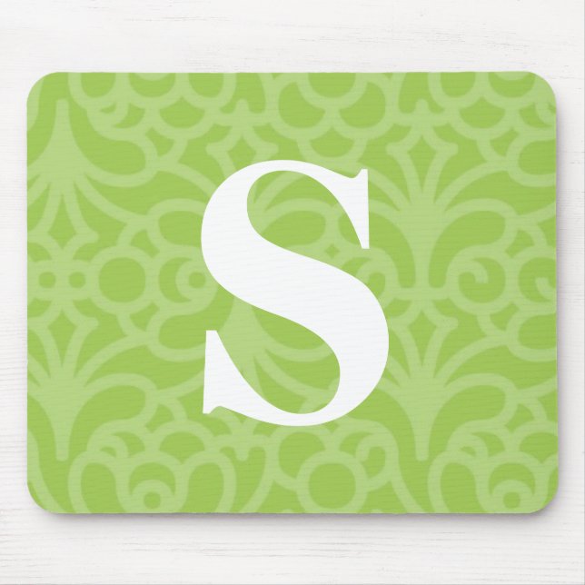 Verziertes Blumenmonogramm - Buchstabe S Mousepad (Vorne)