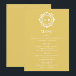 Verziertes Blumenmotiv-Menü Menükarte<br><div class="desc">Verzierte Blumenmonogramm Wedding Gold Custom Menu Cards mit Ihren personalisierten Monogramm Initialen in eleganter Schrifttyp,  umgeben von einem Zierrahmen. Perfekte Luxus-Menüs für Hochzeiten,  Verlobungen,  Jubiläen,  Geburtstage,  Cocktail-Party,  Party,  Weihnachten,  Feiern,  Firmenfeiern und geschäftliche Kreationen. Erstellt von Evco Studio www.zazzle.com/store/evcostudio</div>