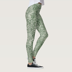 Verziertes Blumenmuster aus weißen Blumen und Blät Leggings