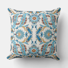 Verziertes Blumenmuster - Blau & Gold Elegantes Ge Kissen