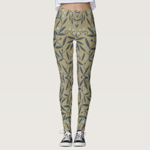 Verziertes Blumenmuster mit dunkelblauen Reben  Leggings