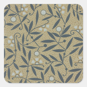 Verziertes Blumenmuster mit dunkelblauen Reben Quadratischer Aufkleber