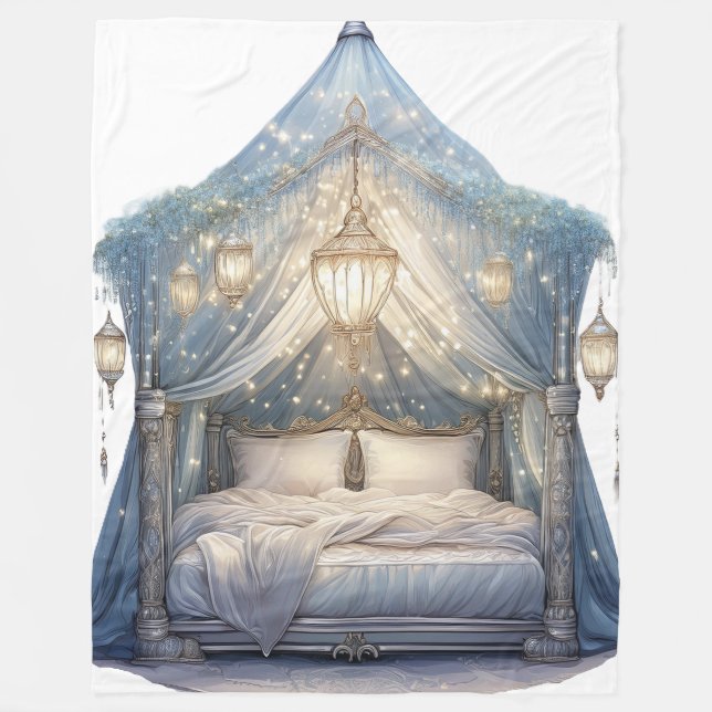 Verziertes Canopy-Bett Fleecedecke (Vorderseite)