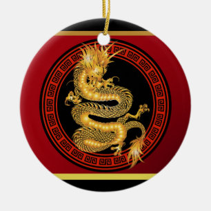 Verziertes chinesisches Jahr des Drachen Keramikornament