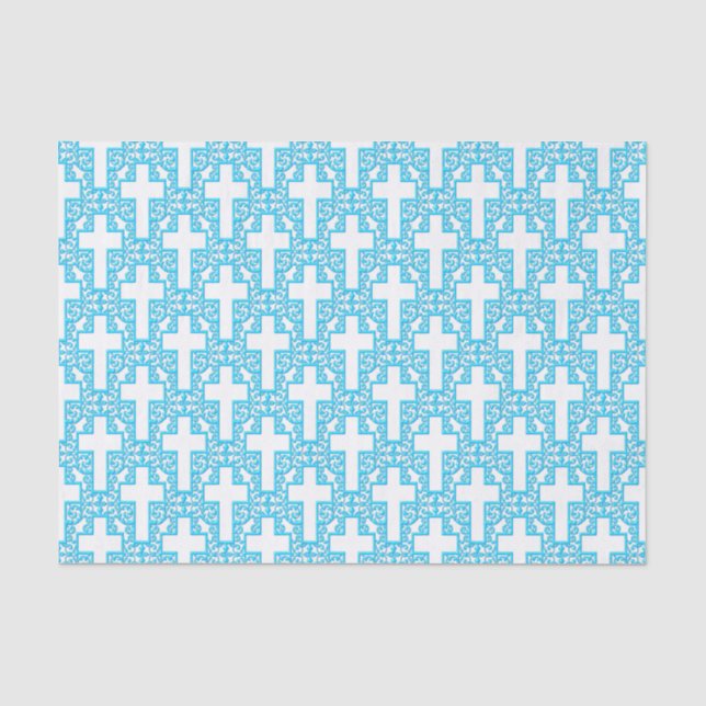 Verziertes Cross-10-BlauGEWEBE-WRAPPINGPAPIER Seidenpapier (Vorderseite)