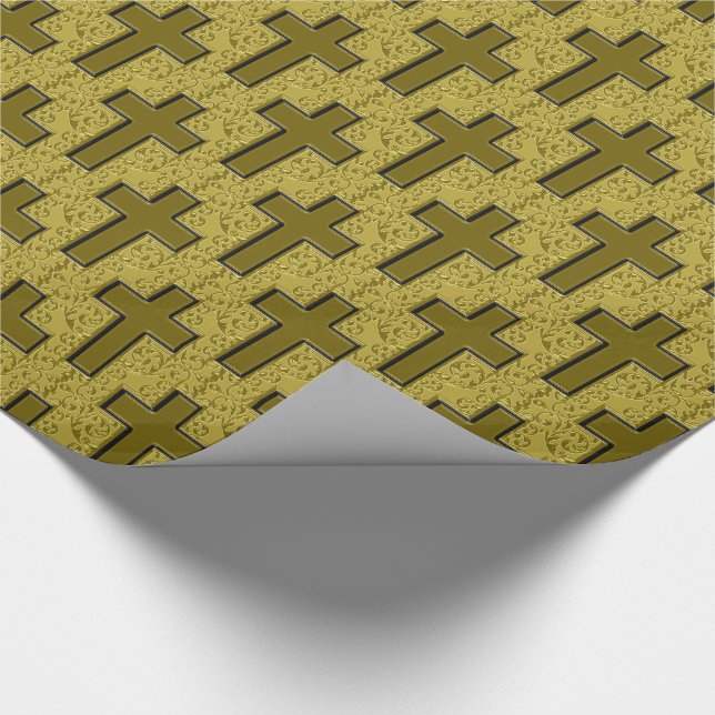 Verziertes Cross-21-Black und Gold Geschenkpapier (Ecke)
