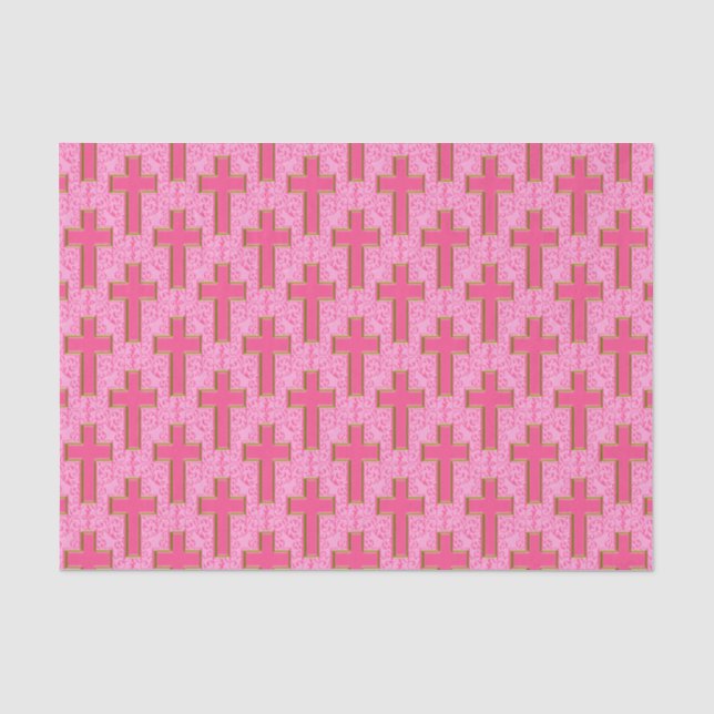 Verziertes Cross 22 Pink-GEWEBE-WRAPPING-PAPIER Seidenpapier (Vorderseite)