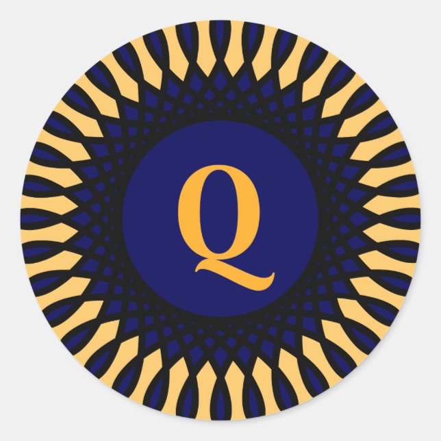 Verziertes Design aus Gold Monogramm Q Runder Aufkleber (Vorderseite)